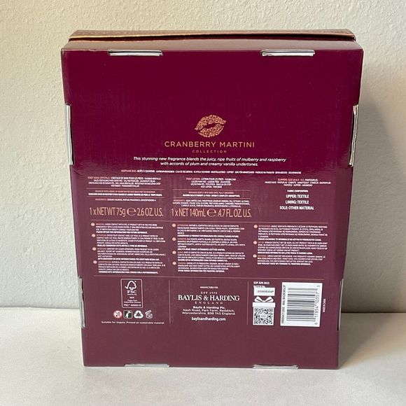 Baylis & Harding England Limited Edition Cranberry Martini Set Slippers Foot Soa - Picture 2 of 3